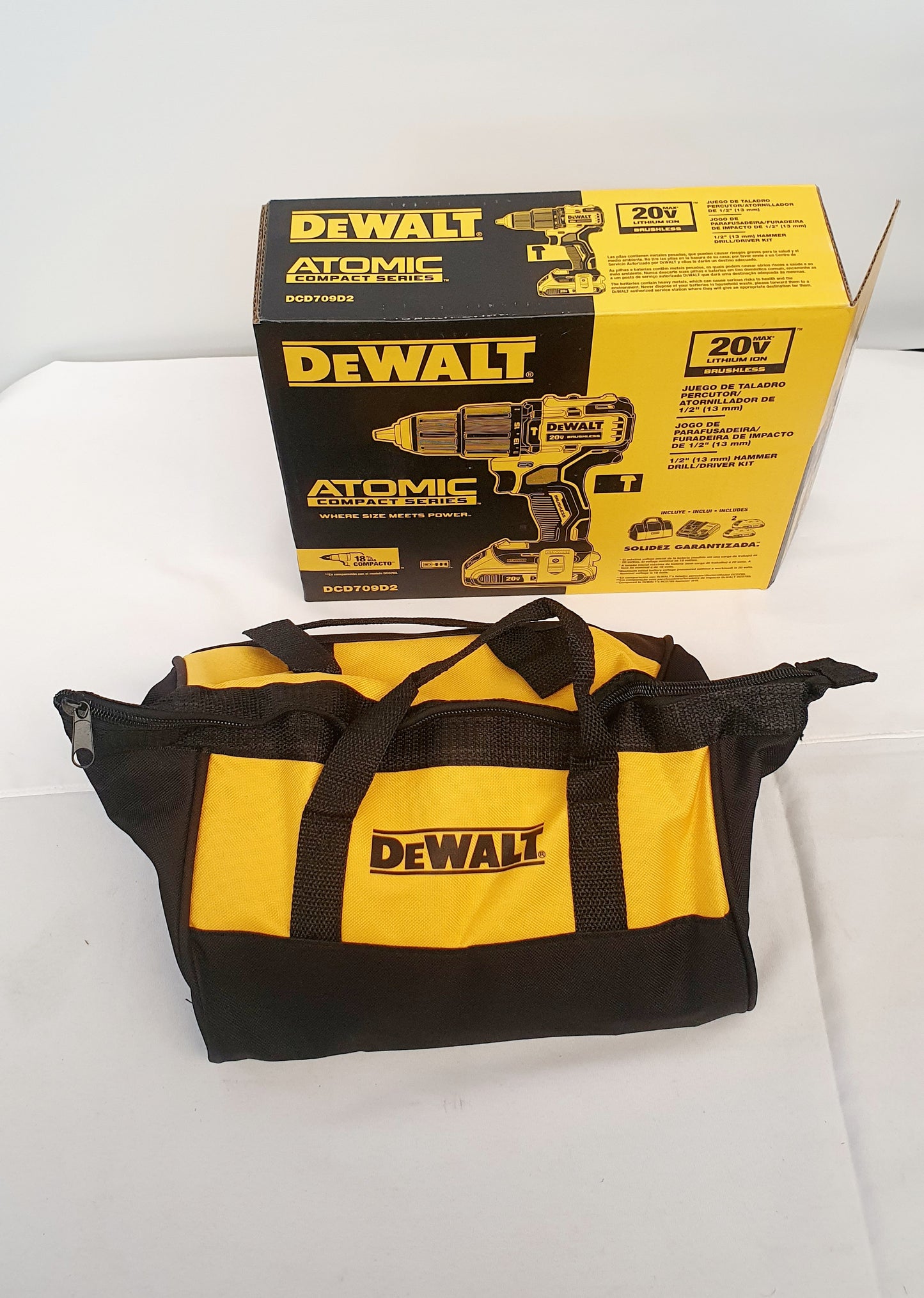 DEWALT TALADRO PERCUTOR INALAMBRICO DE 1/2" 20V ATOMIC DCD709D2-B3