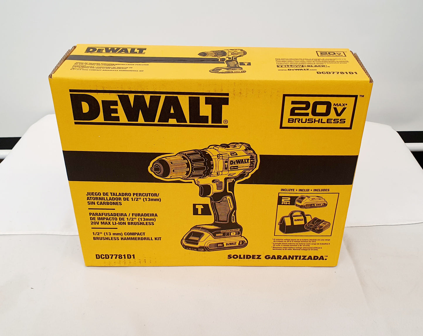 DEWALT TALADRO PERCUTOR INALAMBRICO DE 1/2" 20V BRUSHLESS DCD7781D1-B3