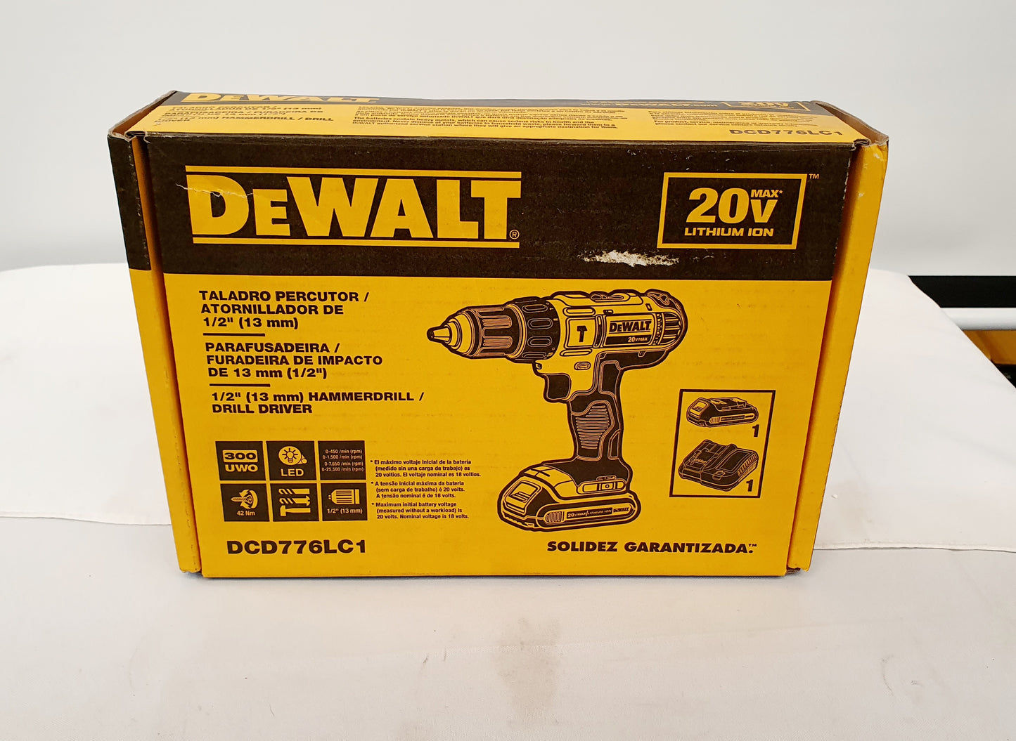 DEWALT TALADRO PERCUTOR INALAMBRICO DE 1/2" 20V DCD776LC1
