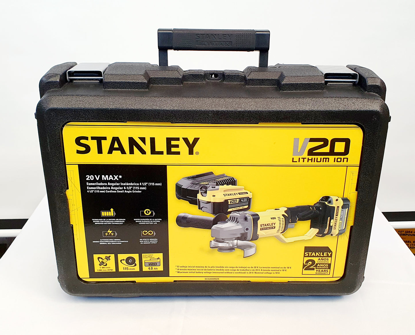 STANLEY PULIDORA INALAMBRICA 4-1/2" 20V SCG400M2K