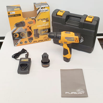 FURIUS KIT TALADRO INALAMBRICO ATORNILLADOR 3/8" 12V FCD12KIT