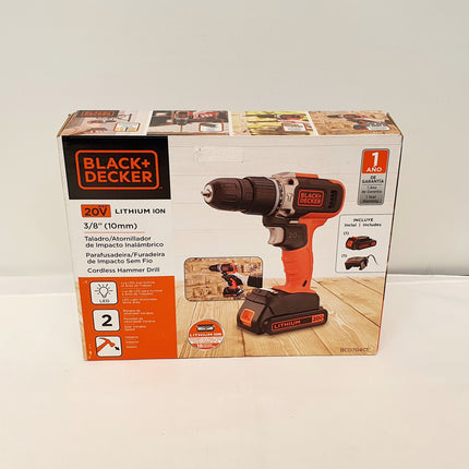 BLACK+DECKER TALADRO PERCUTOR INALAMBRICO 3/8" 20V BCD704C1-B3