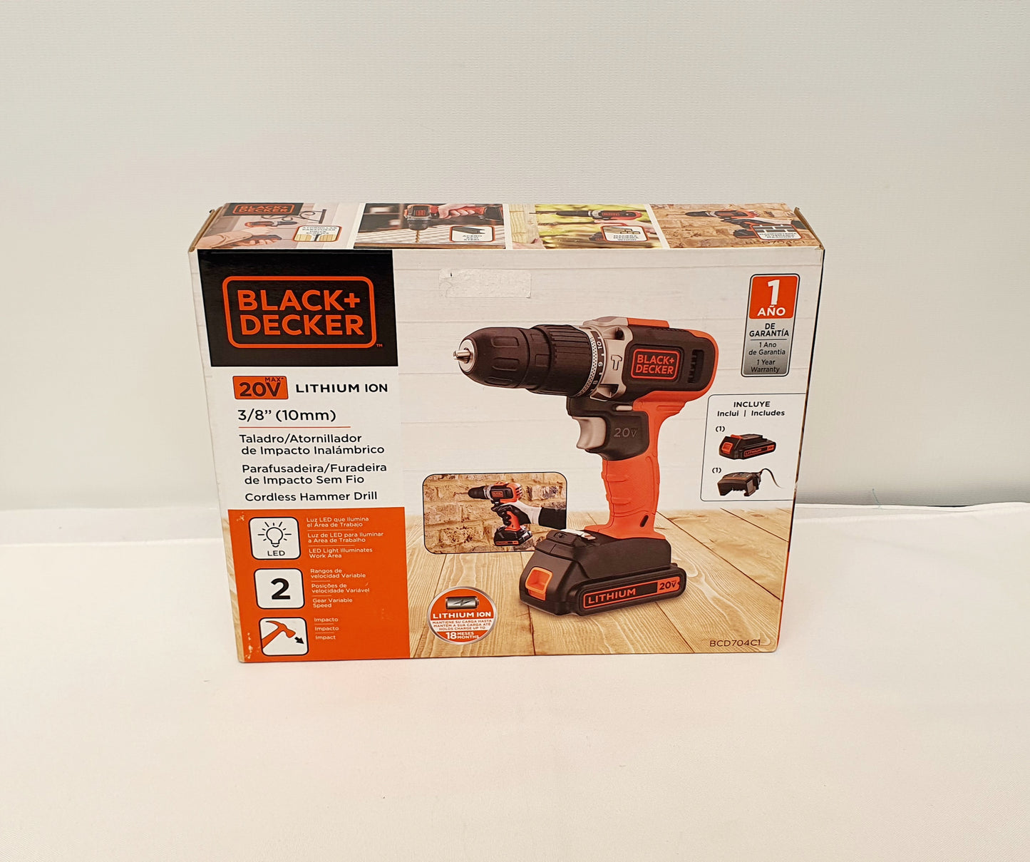 BLACK+DECKER TALADRO PERCUTOR INALAMBRICO 3/8" 20V BCD704C1-B3