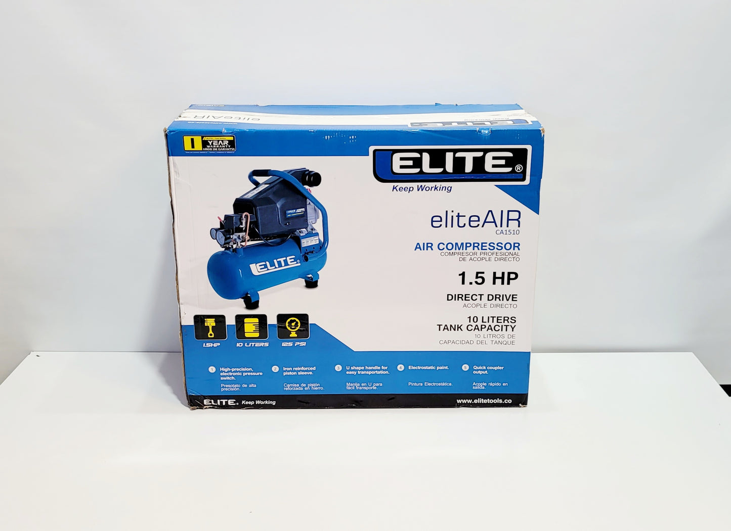 ELITE COMPRESOR DE AIRE 10 LITROS 115 LIBRAS CA1510