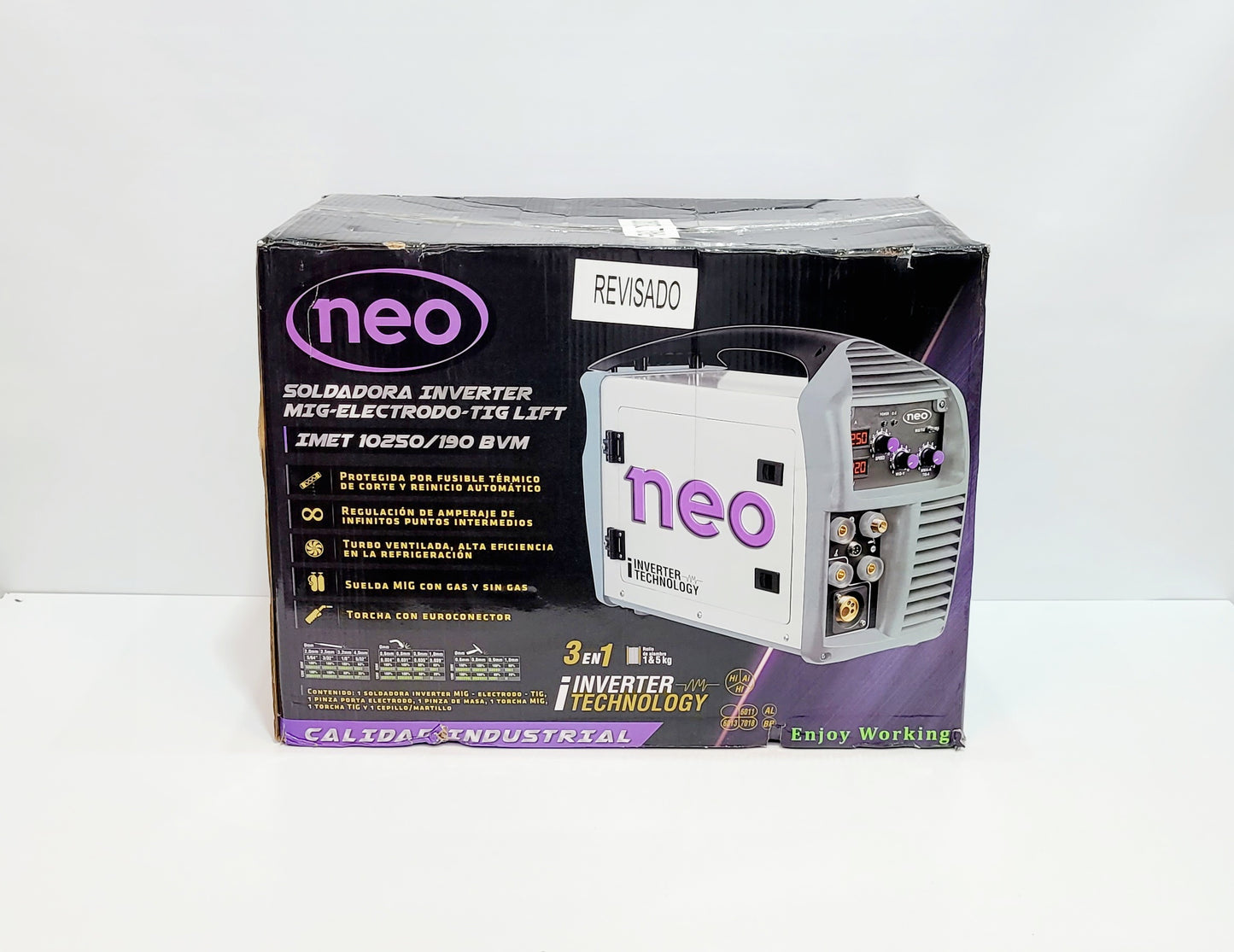 NEO EQUIPO DE SOLDADURA MULTIPROCESO 3 EN 1 DE 250 AMPERIOS IMET10250/190Bvm