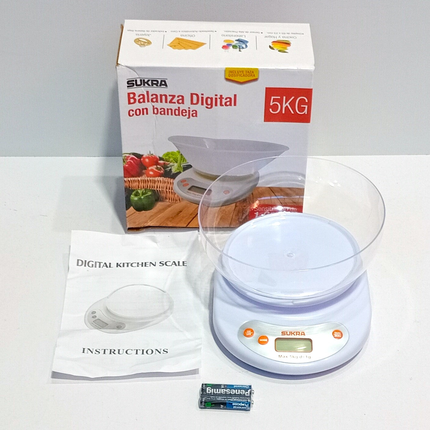 SUKRA BALANZA DIGITAL CON BANDEJA 5 KG 3126