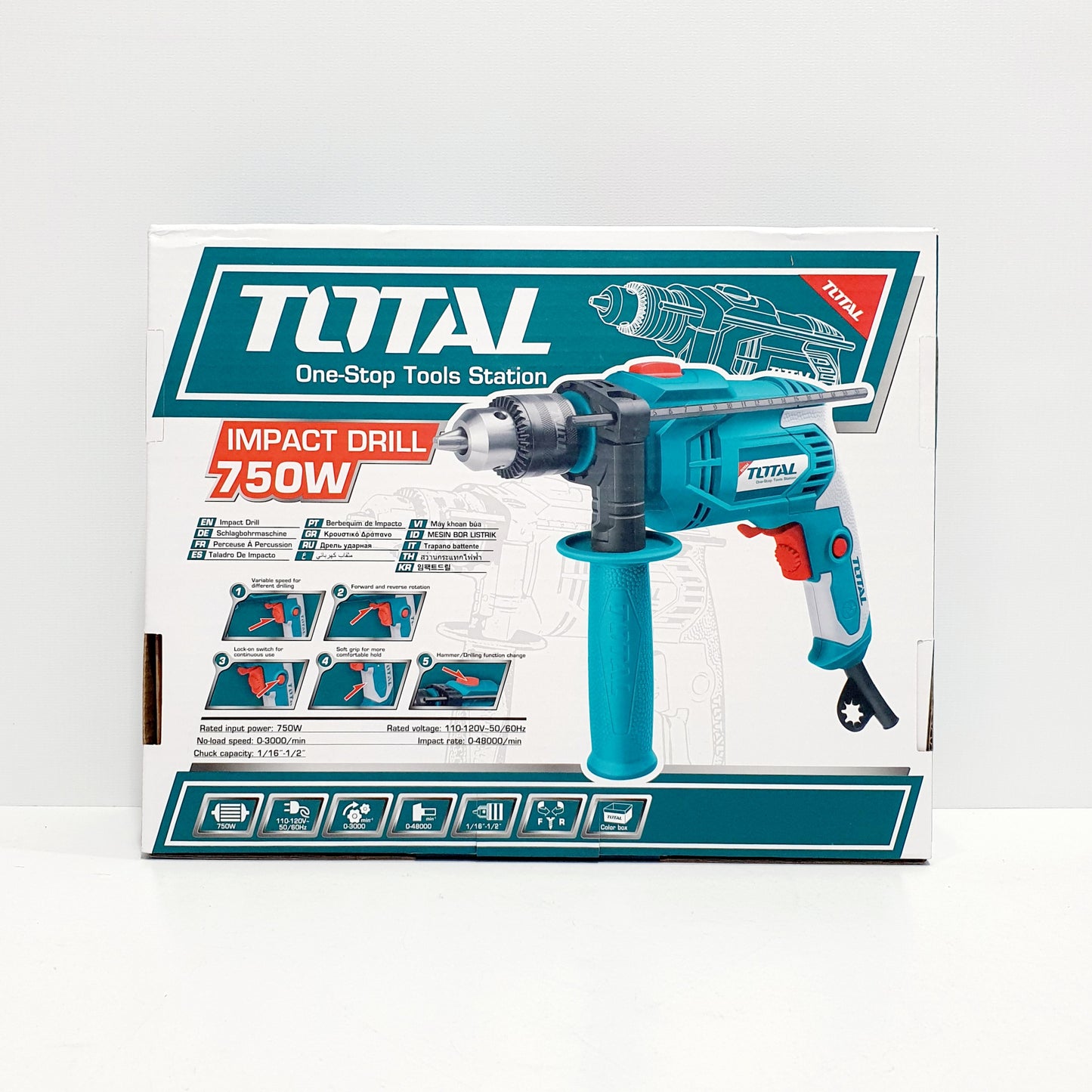 TOTAL TALADRO PERCUTOR 1/2" 750W UTG108136