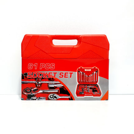 JUEGO DE COPAS Y LLAVES 61 PIEZAS ESTUCHE ROJO - 7032A