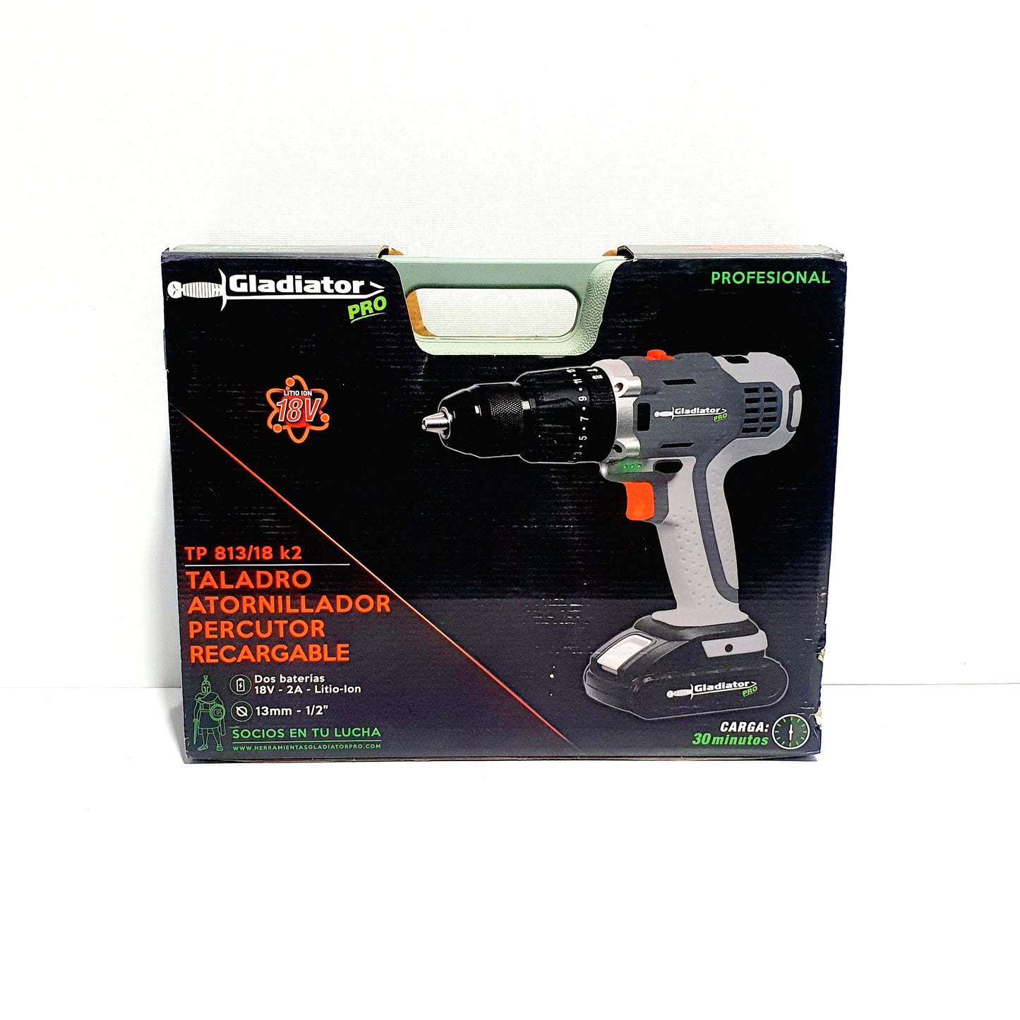 GLADIATOR PRO TALADRO PERCUTOR RECARGABLE 18V 1/2" TP813/18K2