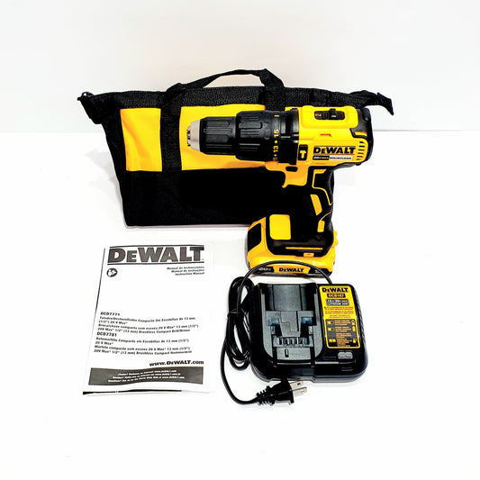 DEWALT JUEGO DE TALADRO PERCUTOR/ATORNILLADOR DE 1/2" SIN CARBONES DCD7781D1