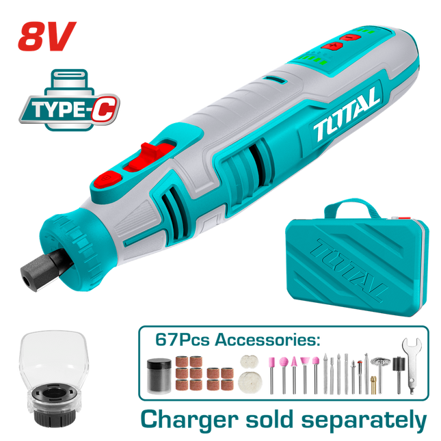 TOTAL MINI-AMOLADORA DE IONES DE LITIO 8V TMGLI0801