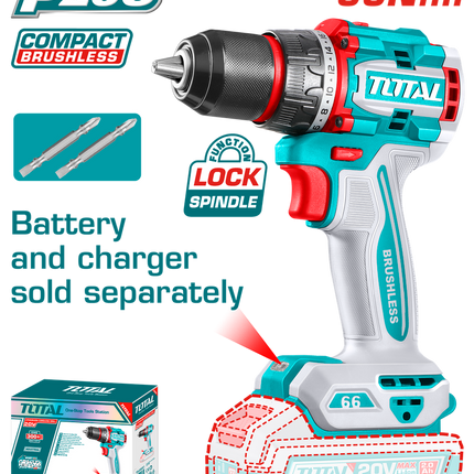 TOTAL TALADRO INALAMBRICO COMPACTO SIN ESCOBILLAS 20V TDLI206681