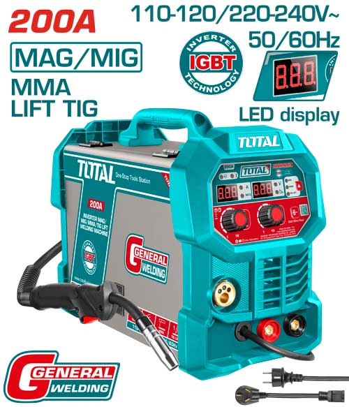 TOTAL SOLDADOR MIG INVERSOR DIGITAL 200A UTMGT20058