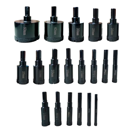 I.O BROCA DIAMANTADA SET 15 PIZ 6 MM A 50 MM (CERAMICA-VIDRIO) NEGRO 2313B