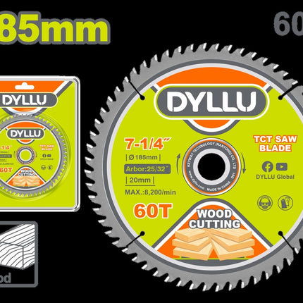 DYLLU DISCO CORTE MADERA 7-1/4" X 60T DTTC1K03