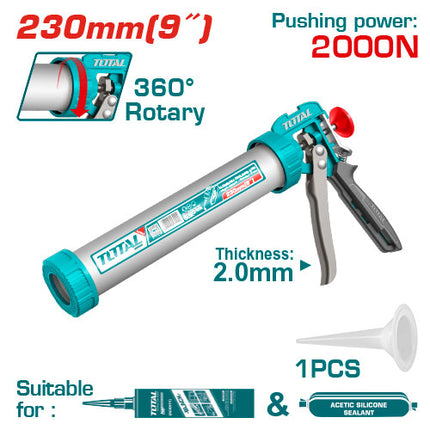 TOTAL PISTOLA CALAFATEO 9 INDUSTRIAL TUBO ALUMINIO THT8809