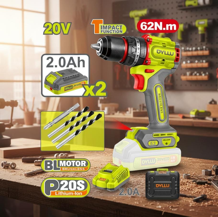 DYLLU TALADRO PERCUTOR INALAMBRICO 1/2'' 62NM 20V UDTCDP6281