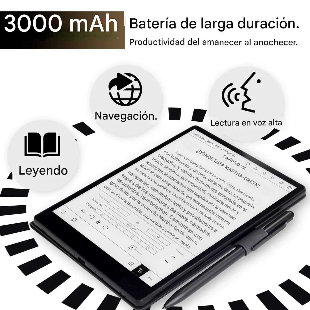 LECTOR DE LIBROS ELECTRONICO CON CUBIERTA DE LAPIZ OBTICO
