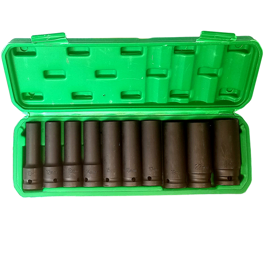 I.O JUEGO DE COPAS DE IMPACTO X 10 UND 1/2" ESTUCHE VERDE