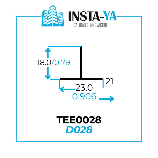 TEE0028 T CIELO RAZO ALUMINIO  1 X 3/4- D028