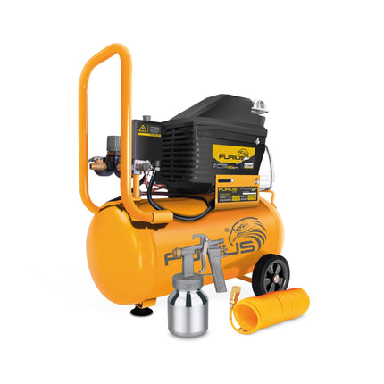 FURIUS COMPRESOR 25LT 2 HP CON MANGUERA 5MTS Y PISTOLA DE PINTAR FC25KIT