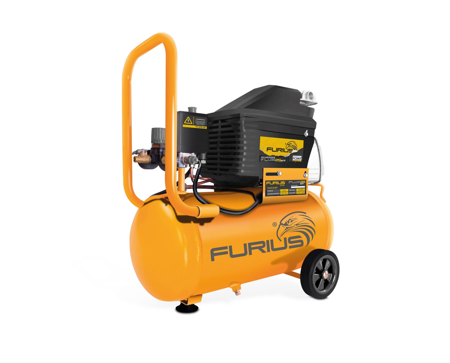 FURIUS COMPRESOR 25LT 2 HP CON MANGUERA 5MTS Y PISTOLA DE PINTAR FC25KIT