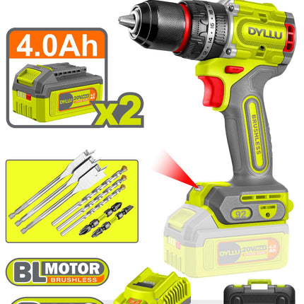 DYLLU TALADRO PERCUTOR INALAMBRICO 1/2'' 92NNM 20V UDTCDP9281