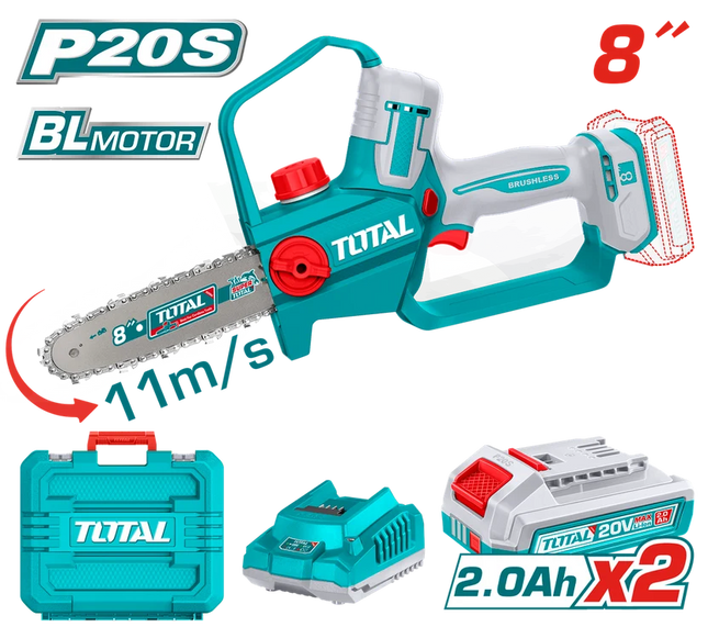 TOTAL SIERRA MINI INALAMBRICA 8" 20V INDUSTRIAL INCLUYE 2 BATERIA 2.0AH Y CARGADOR UTGSLI20882