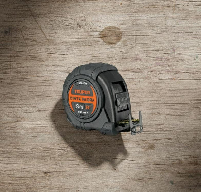 TRUPER FLEXOMETRO 8 MTS CINTA NEGRA  EXTRA ANCHA 11747