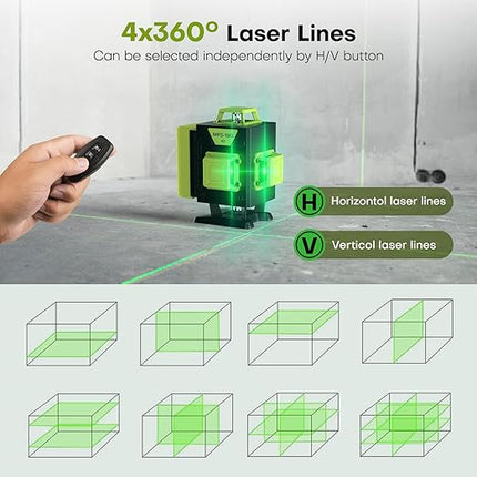 Nivel láser de 16 líneas autonivelante, 4 x 360°