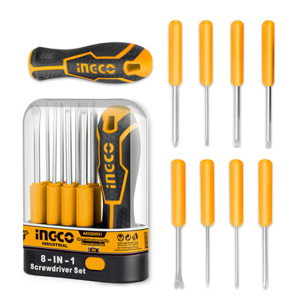 INGCO SET DE 9 PIEZAS DESTORNILLADORES INTERCAMBIABLE AKISD0901