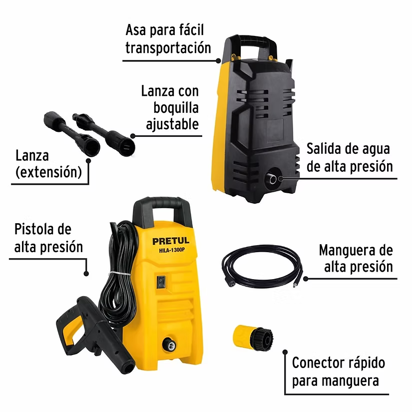 PRETUL HIDROLAVADORA ELECTRICA 1300 PSI 1200W HILA-1300P