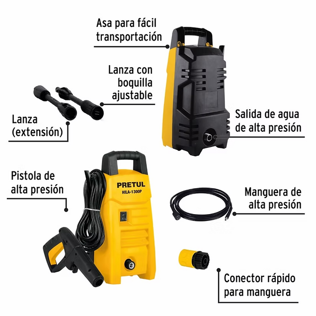 PRETUL HIDROLAVADORA ELECTRICA 1300 PSI 1200W HILA-1300P