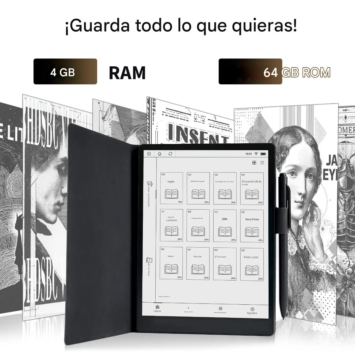 LECTOR DE LIBROS ELECTRONICO CON CUBIERTA DE LAPIZ OBTICO