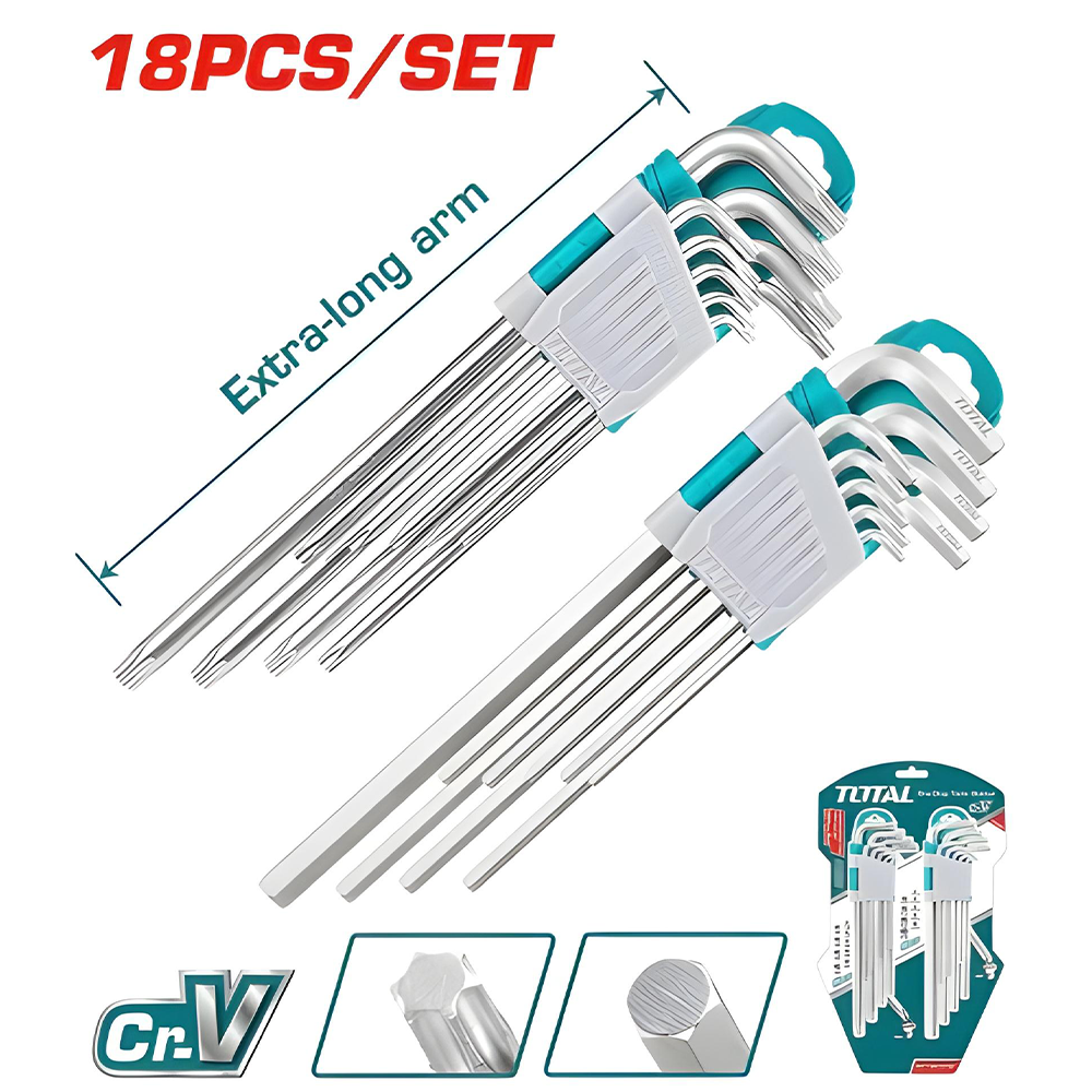 TOTAL JUEGO DE LLAVES HEXAGONALES / TORX 18 PCS THT106KT0181