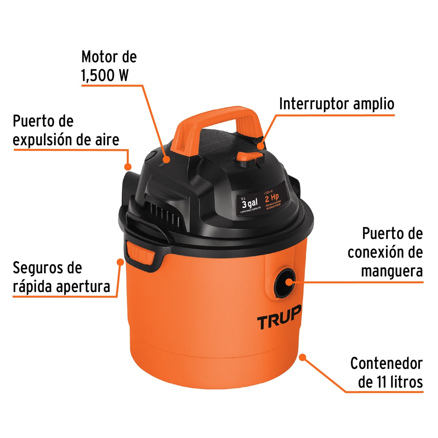 TRUPER ASPIRADORA DE 11 LITROS - ASPI-03 12091