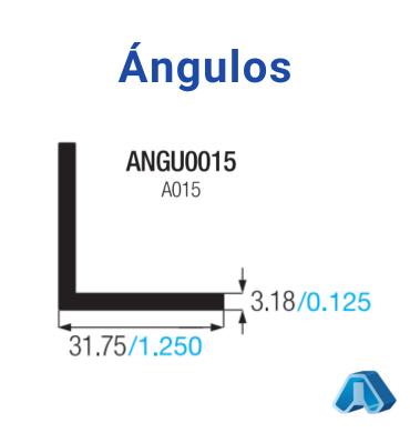 ANGU0015 ÁNGULO ALUMINIO 1 1/4X 1/4 1/8 - A015