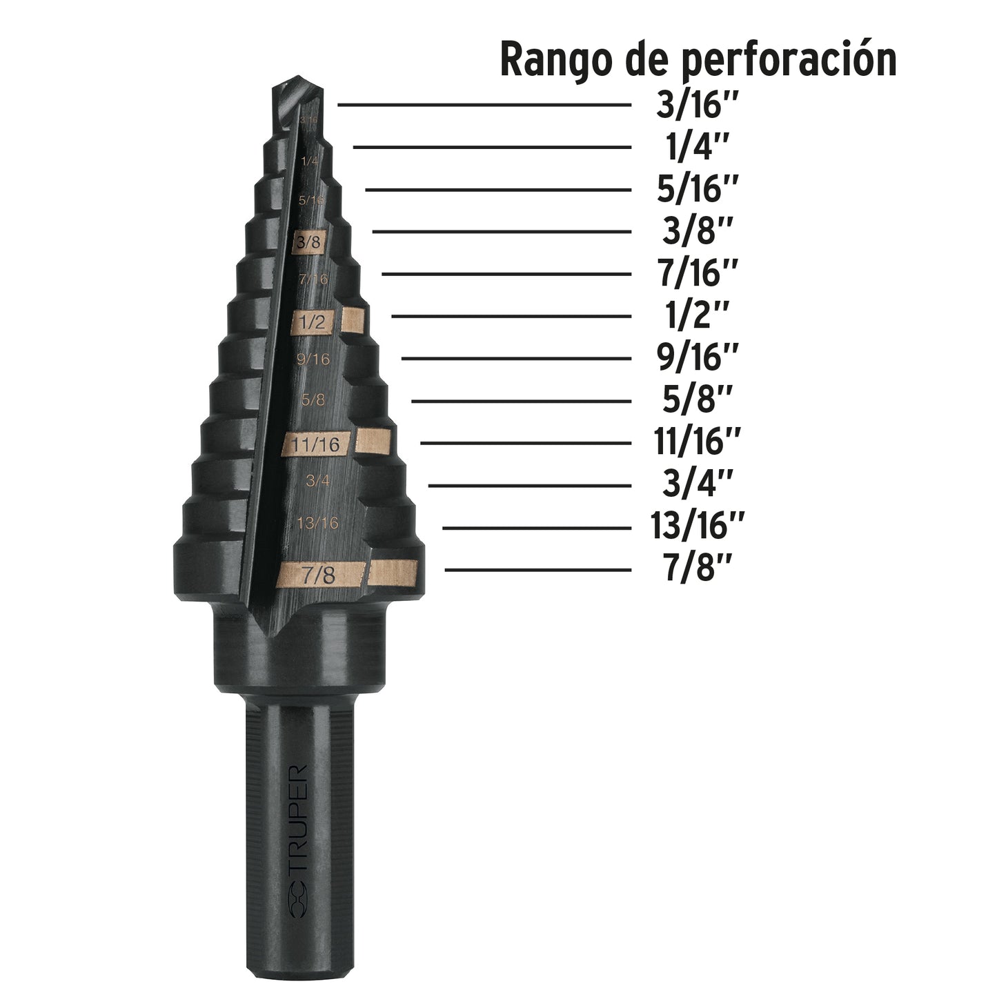 TRUPER BROCA ESCALONADA  3/16" - 7/8" 12125