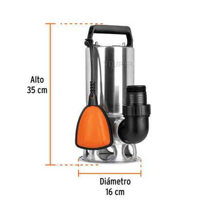 TRUPER BOMBA SUMERGIBLE PARA AGUA SUCIA 1 HP ACERO INOX - 12607