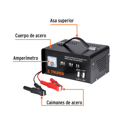 TRUPER CARGADOR DE BATERIAS CON ARRANCADOR 12V  13027