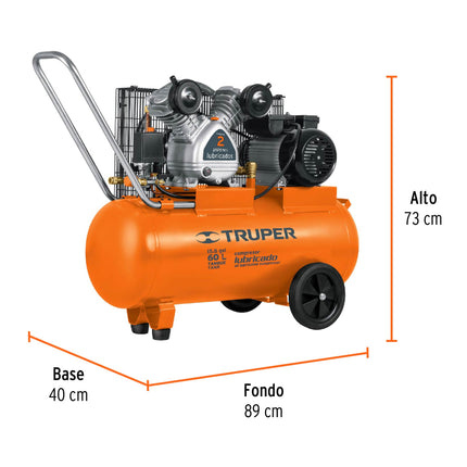 TRUPER COMPRESOR DE BANDA HORIZONTAL 60L 4HP 127V 19005
