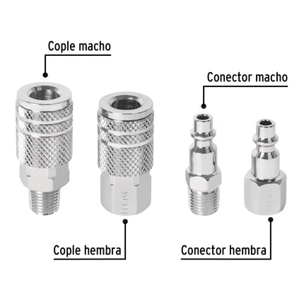 PRETUL JUEGO DE COPLES Y CONECTORES RAPIDOS 1/4 27020 CORAL-4P