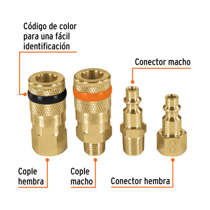 TRUPER JUEGO DE ACOPLES Y CONECTORES RAPIDOS 19080 CORAL-4