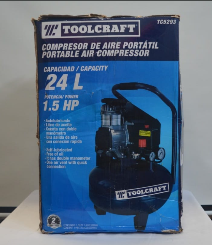 TOOLCRAFT COMPRESOR DE AIRE 24L LIBRE DE ACEITE - TC5293