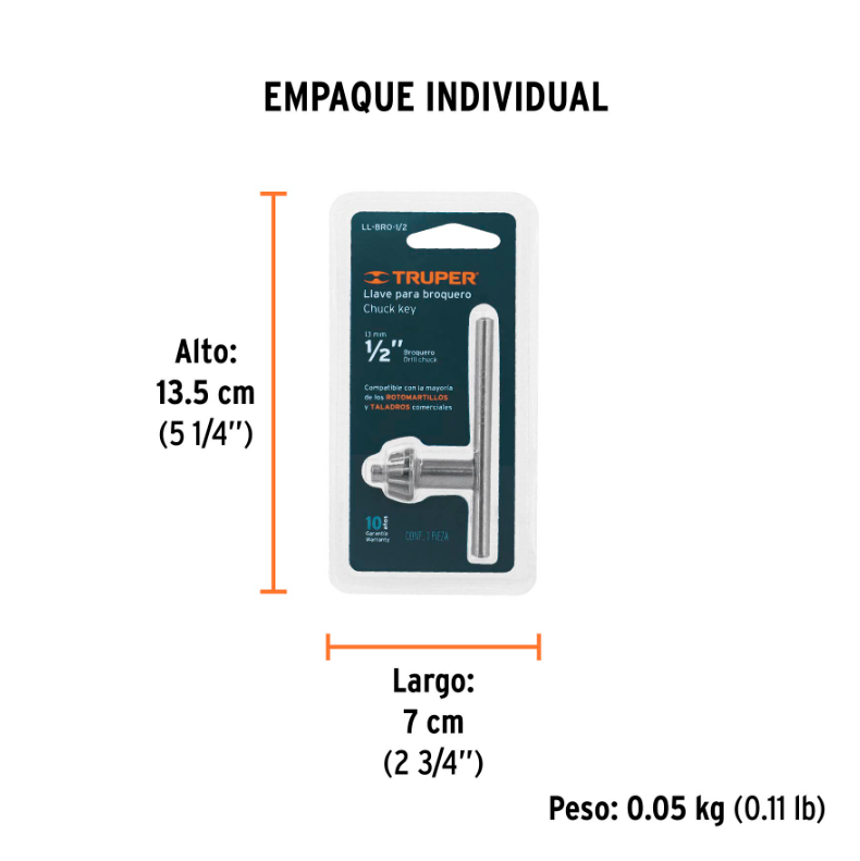 TRUPER LLAVE PARA BROQUERO 1/2" 16560