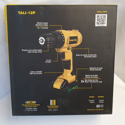 PRETUL TALADRO DESTORNILLADOR INHALAMBRICO 12V - 29975
