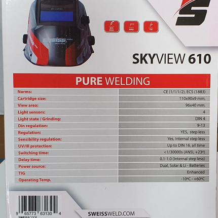 SWIESS CARETA O MASCARA PARA SOLDAR - SKYVIEW610
