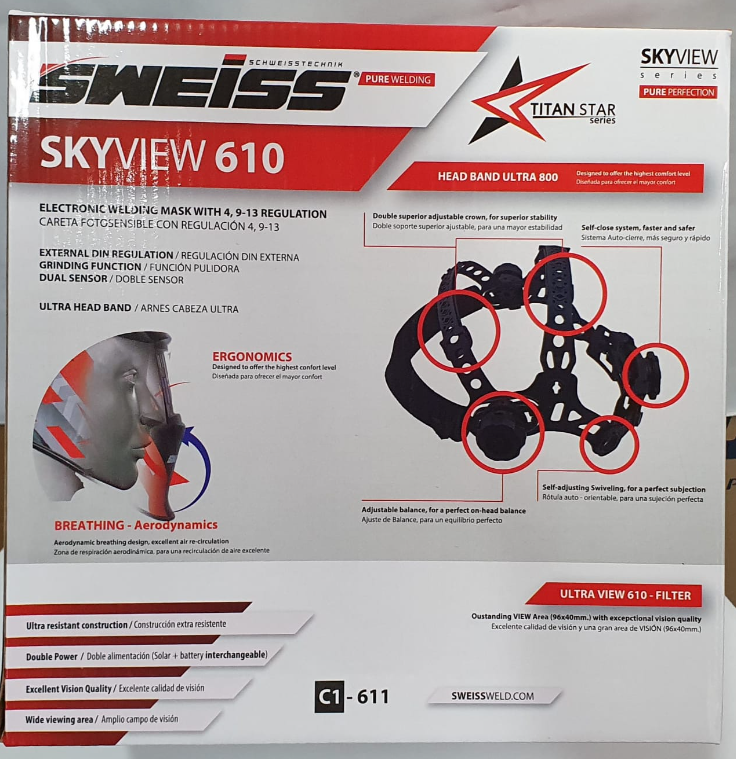 SWIESS CARETA O MASCARA PARA SOLDAR - SKYVIEW610