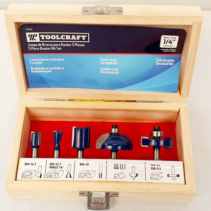 TOOLCRAFT JUEGO DE BROCAS PARA ROUTER DE 1/4 - TC3456