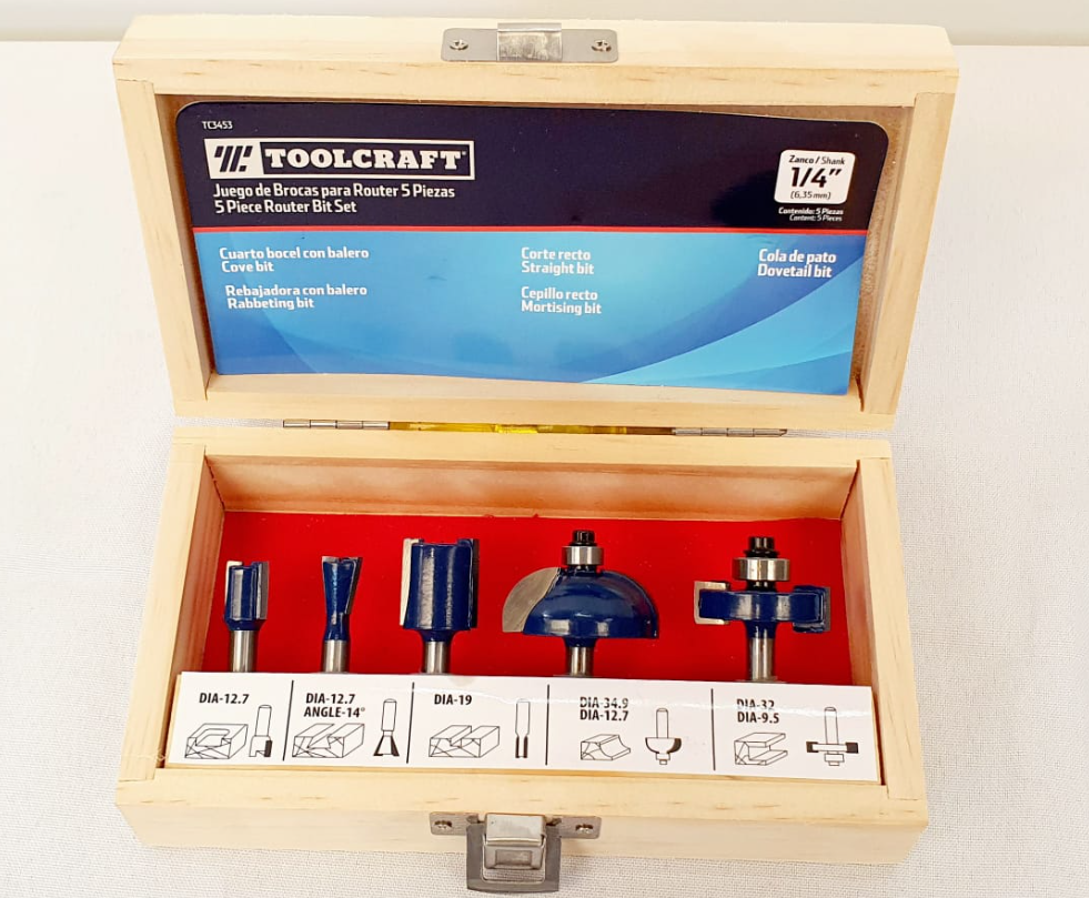 TOOLCRAFT JUEGO DE BROCAS PARA ROUTER DE 1/4 - TC3456